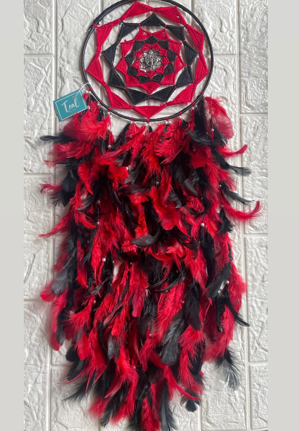 Red and Black Wall Hanging Dreamcatcher - Teal By Tanvi