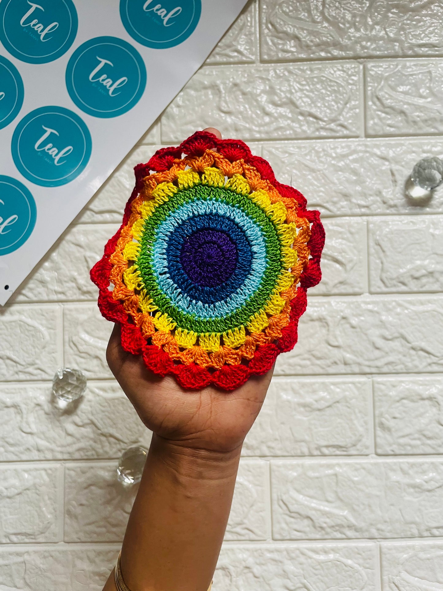 Rainbow Crochet Doily - Teal By Tanvi