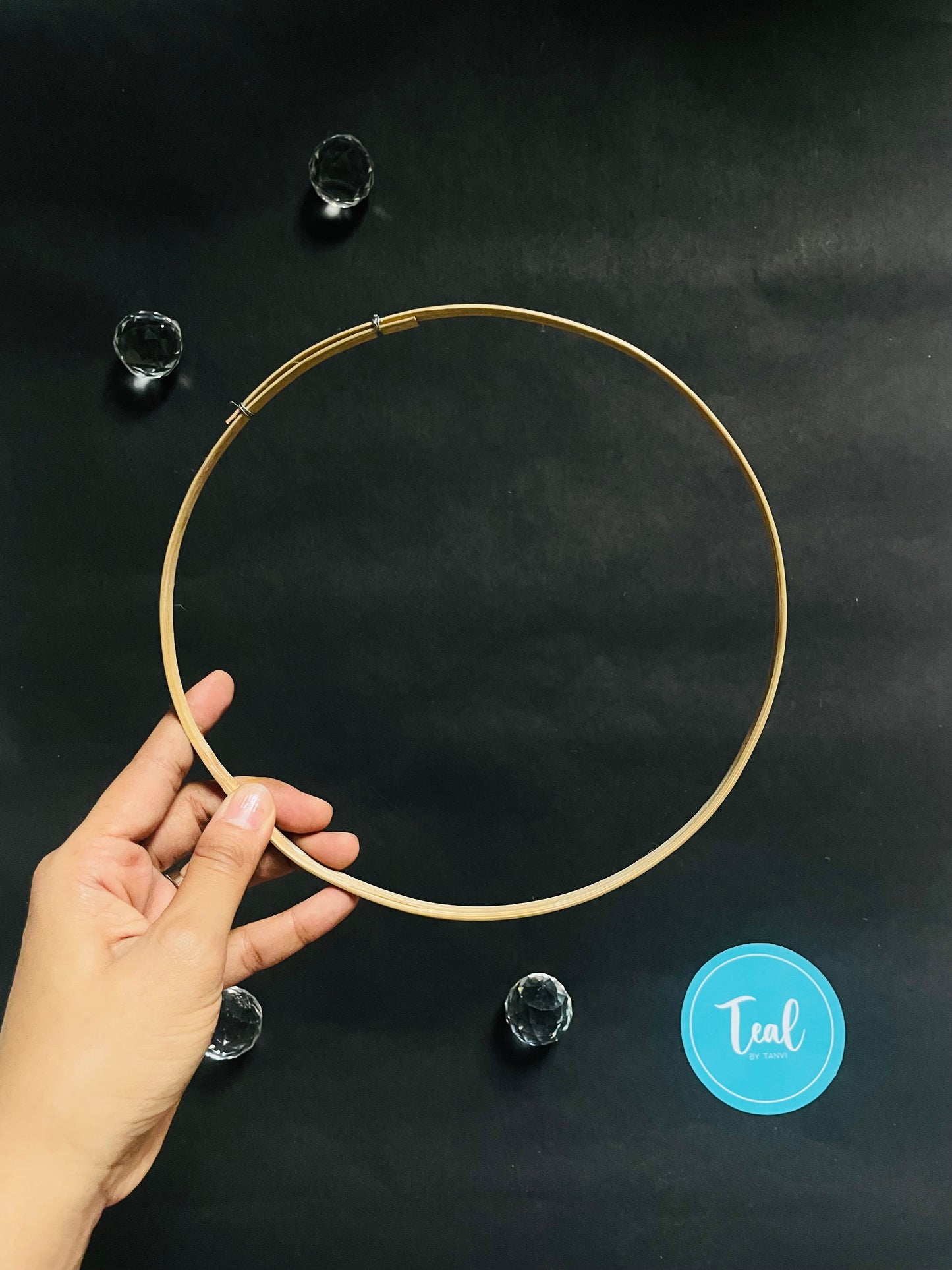 Natural Bamboo Round Ring for Dreamcatcher (Set of 2) - Teal By Tanvi