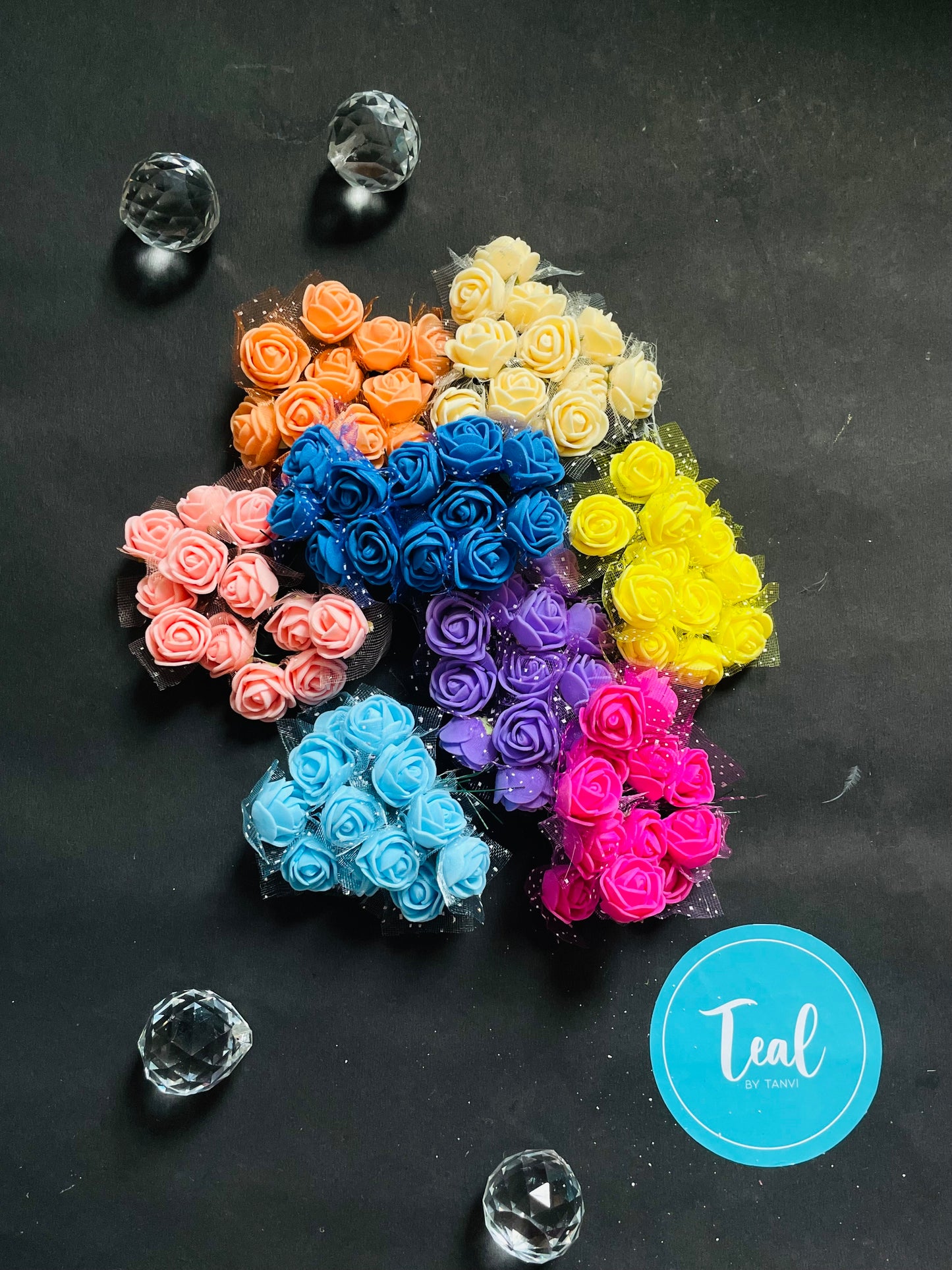 Foam Flowers (Set of 10pcs) - Teal By Tanvi