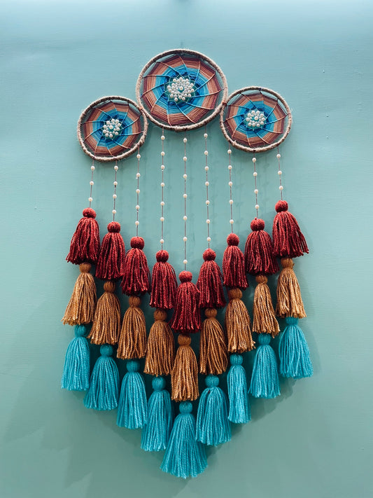 Bohemian Sea Breeze Medium Cluster Dreamcatcher - Teal By Tanvi