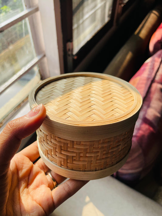 Round Bamboo Basket with Lid