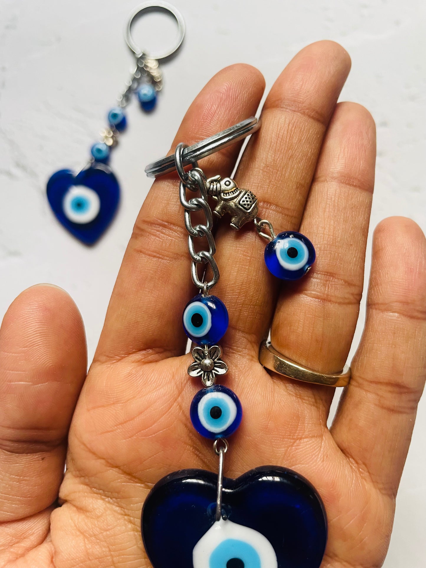 Turkish Evil Eye Heart Keychain