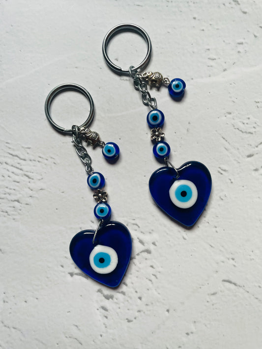 Turkish Evil Eye Heart Keychain