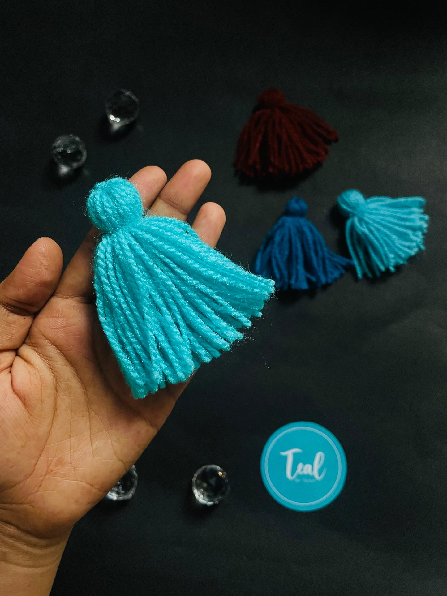 Handmade Tassels (Set of 5) - Teal By Tanvi