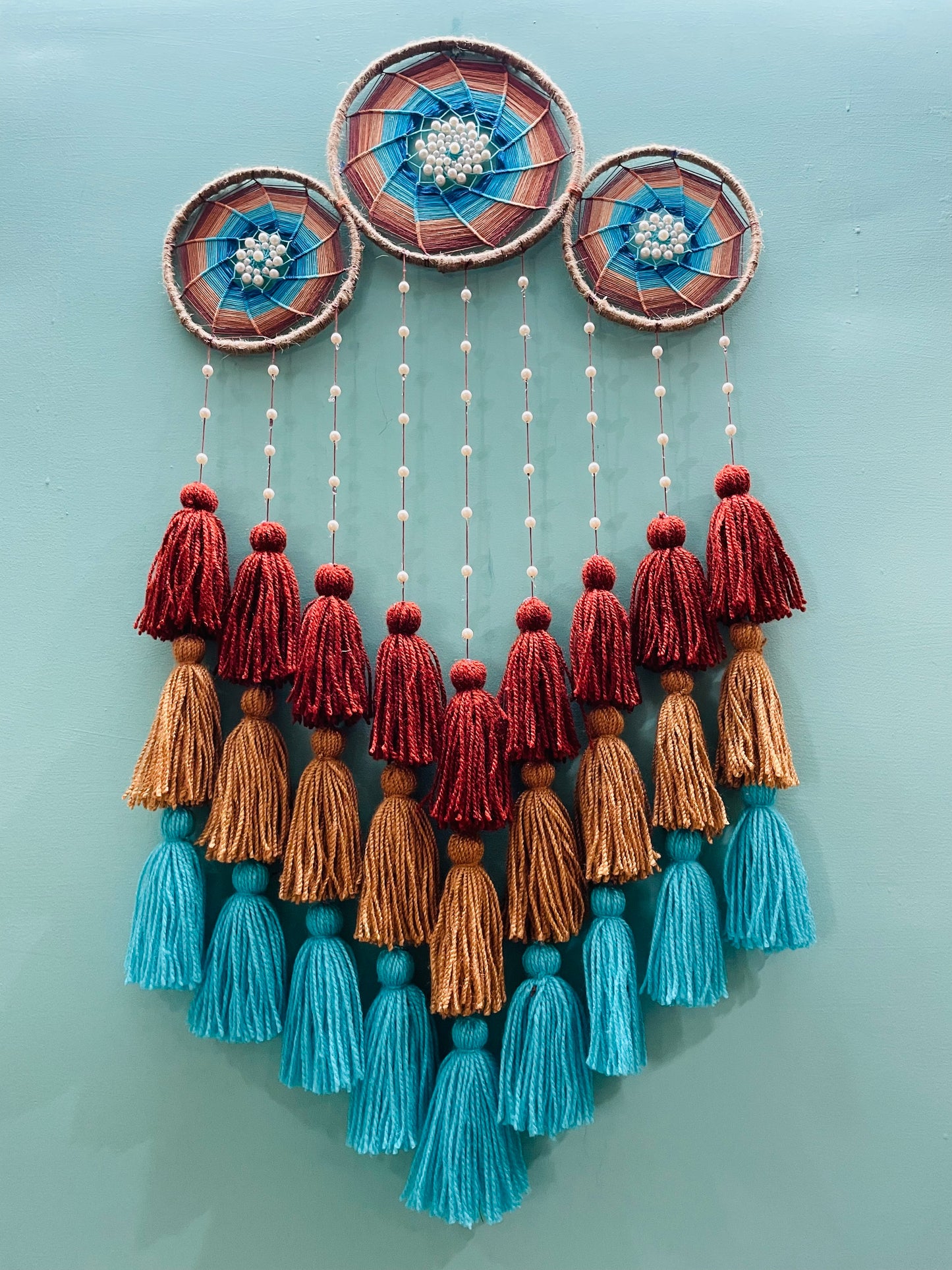 Bohemian Sea Breeze Medium Cluster Dreamcatcher - Teal By Tanvi