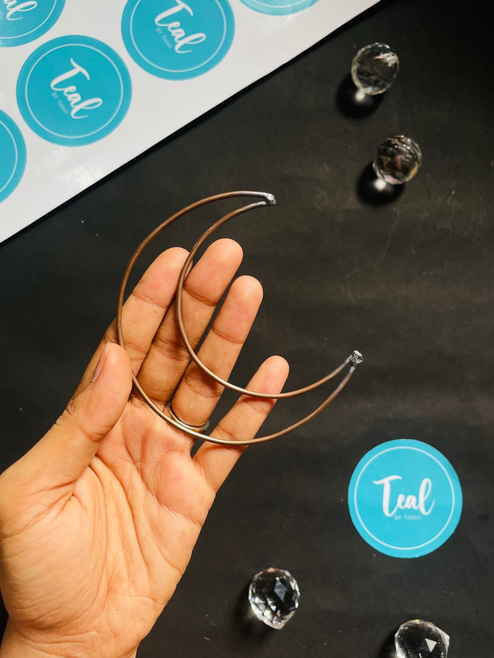 Metal Moon Ring - Teal By Tanvi