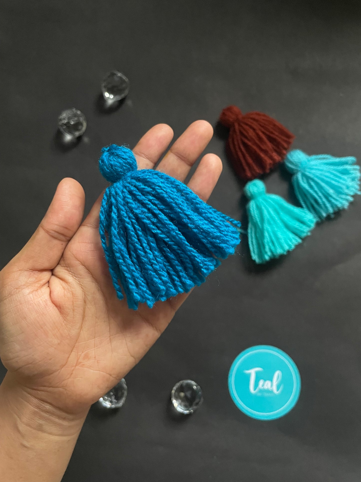 Handmade Tassels (Set of 5) - Teal By Tanvi