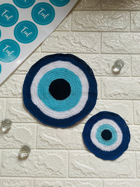 Evil Eye Crochet Doily - Teal By Tanvi