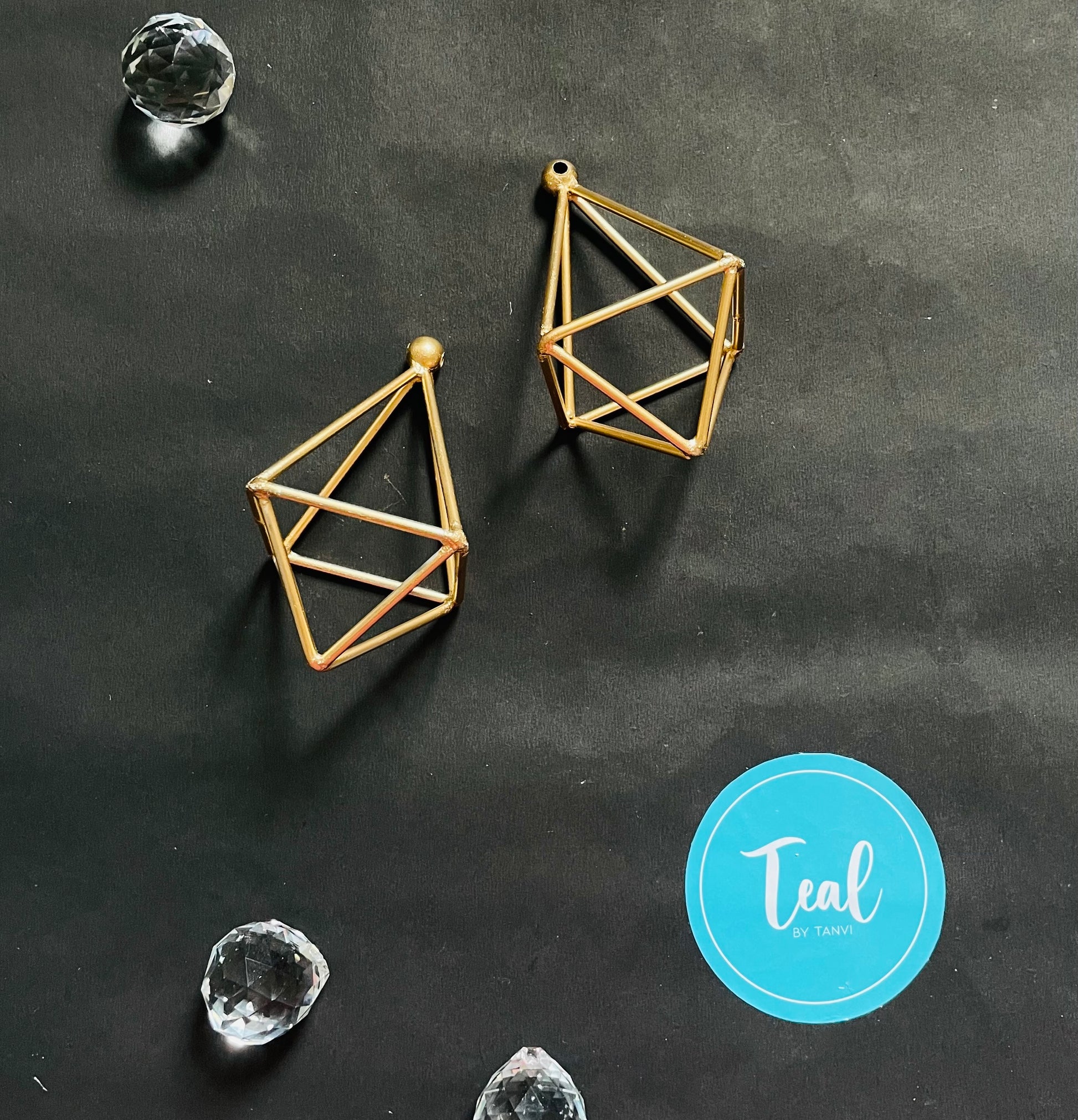 Pyramid Metal Frame | Air Plant Hanger | Diamond Shape Metal Frame - Teal By Tanvi