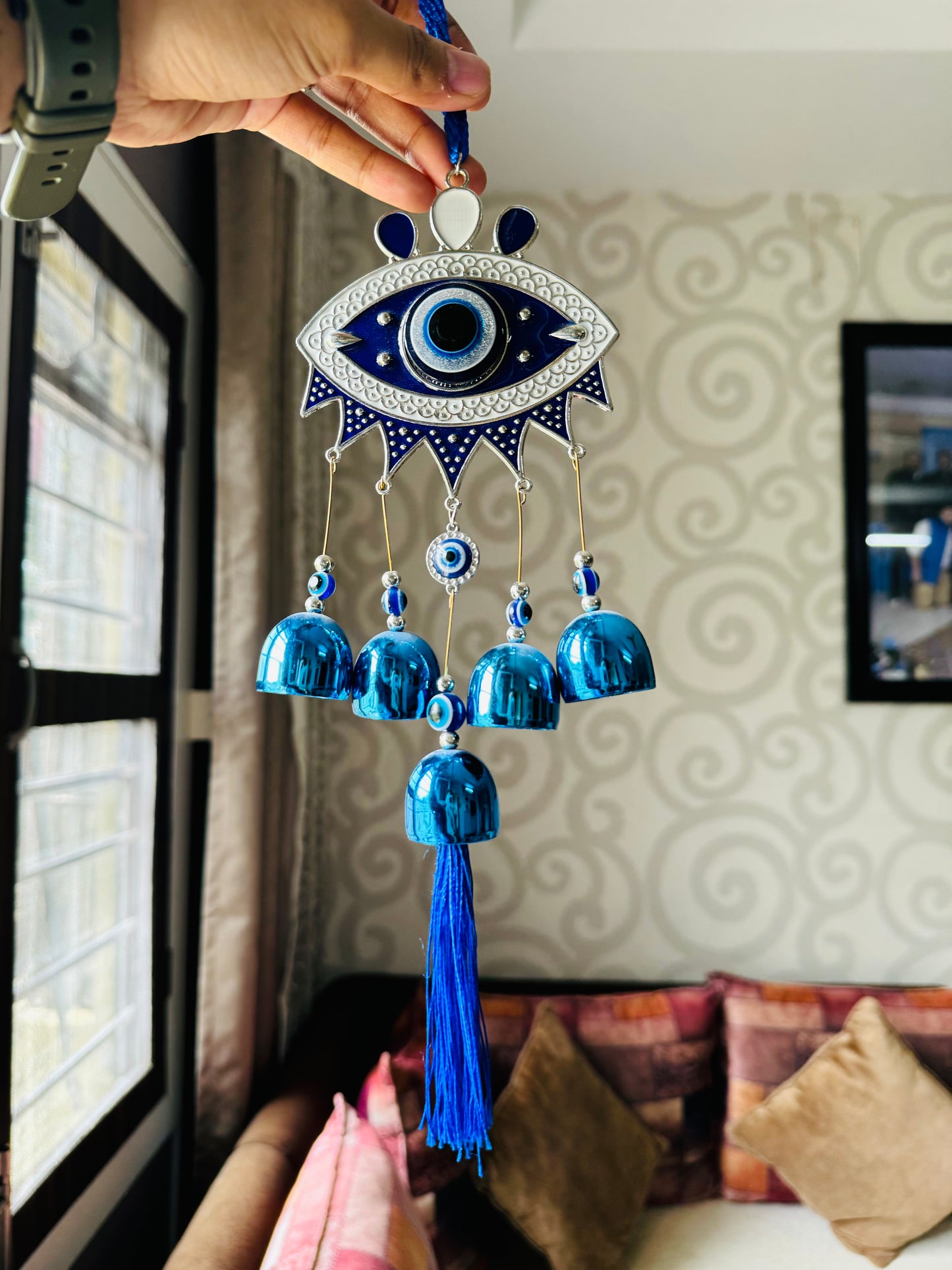 Turkish Evil Eye Windchime Blue Bells