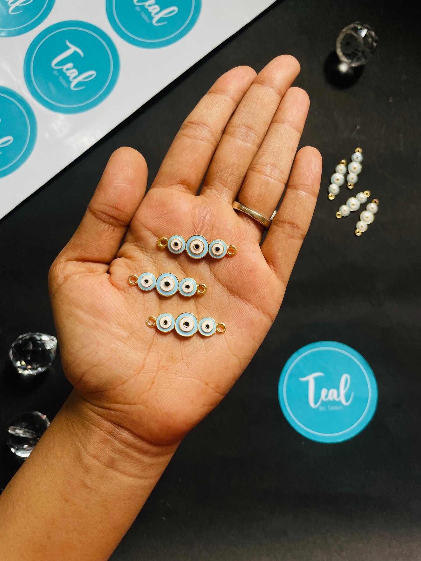 Evil Eye Metal Charms - Teal By Tanvi