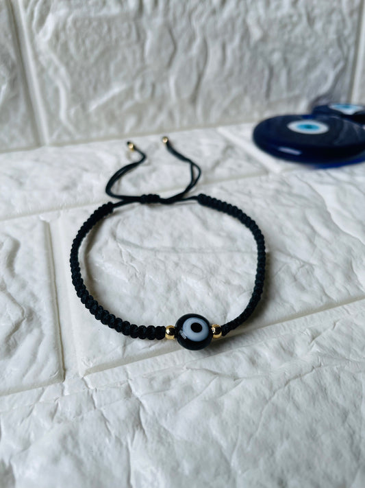 Evil Eye Anklet - Black - Teal By Tanvi