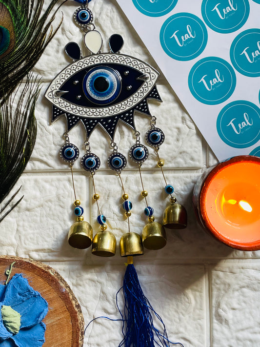 Turkish Evil Eye Windchime - Teal By Tanvi