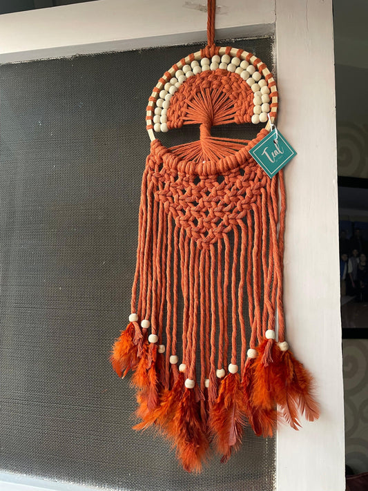 Rusty Orange Macrame Tree of Life - Teal By Tanvi