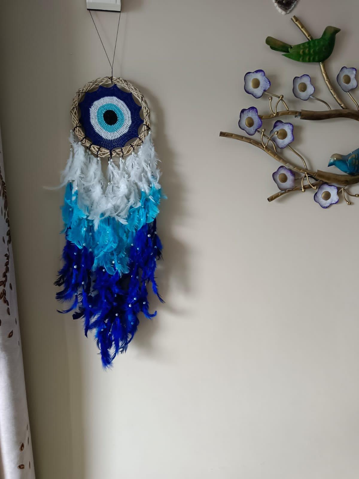 Evil Eye Crochet Dreamcatcher - Teal By Tanvi