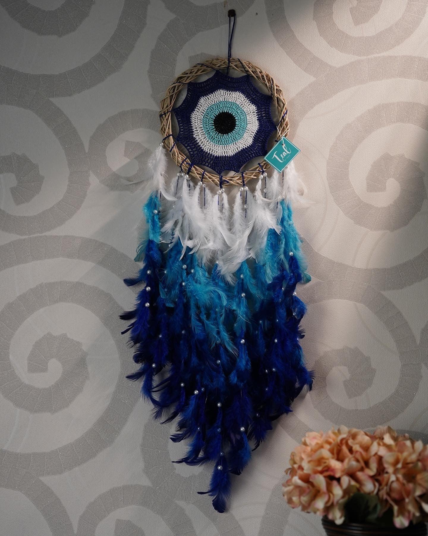 Evil Eye Crochet Dreamcatcher - Teal By Tanvi