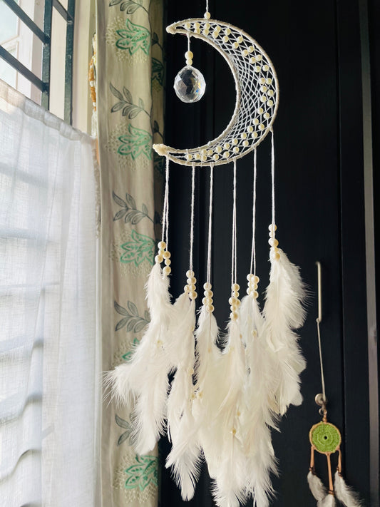 Pearl Mooncatcher White Wall Hanging - Teal By Tanvi